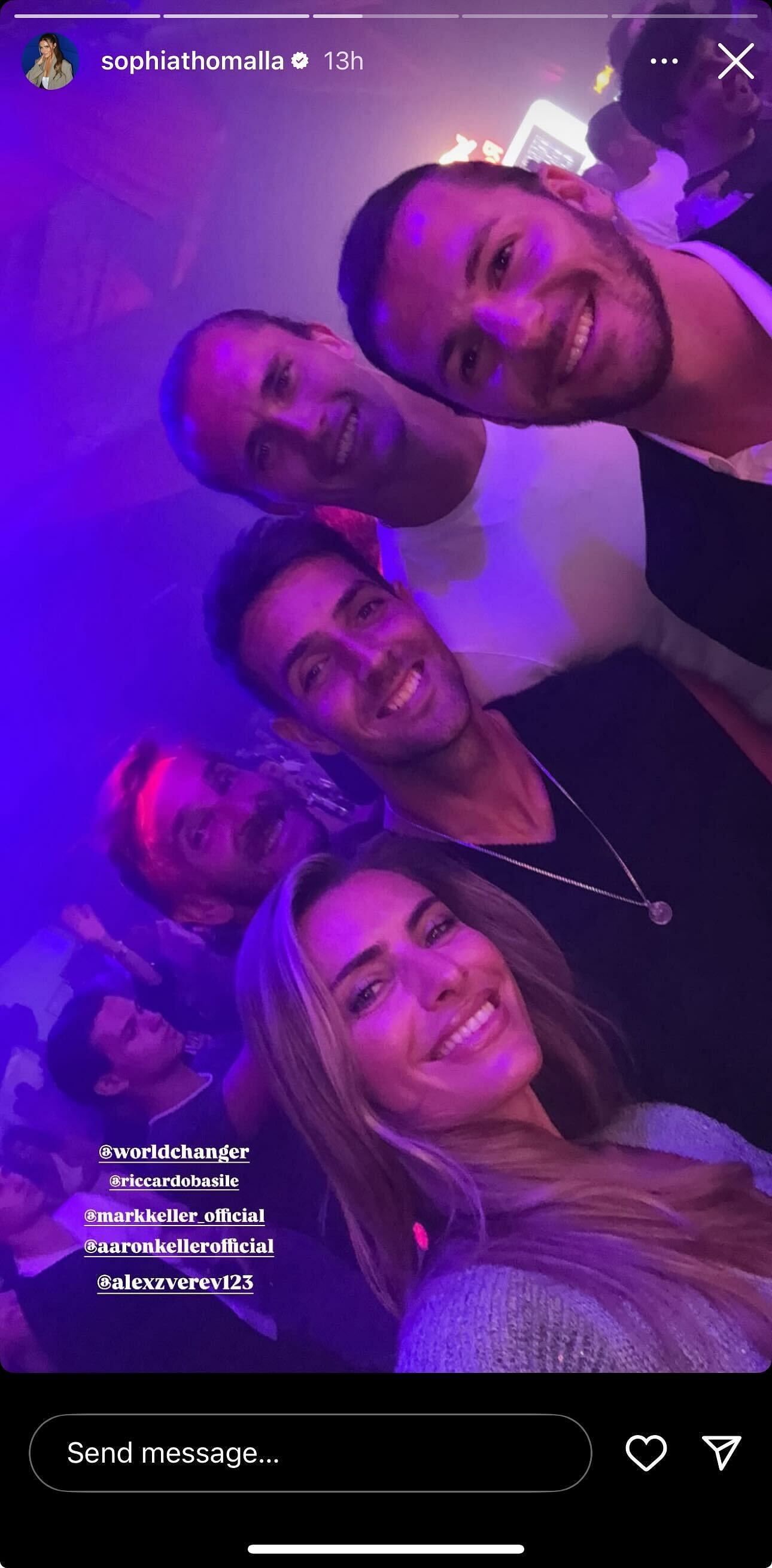 Alexander Zverev's girlfriend Sophia Thomalla's Instagram Story | Image: Instagram @sophiathomalla